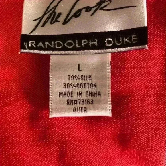 Randolph Duke The Look Silk Blend Orange Blouse  Large S/S drawstring bottom - Picture 4 of 4